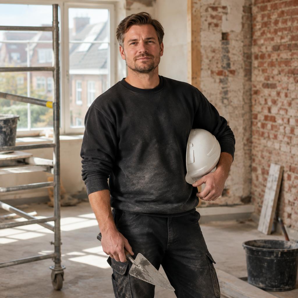 Vakman van QB Bouw op een bouwplaats